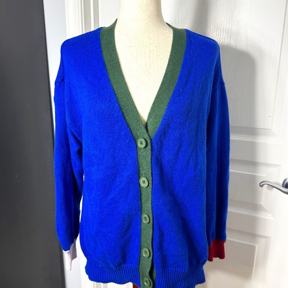 ModCloth Royal Blue Colorblock Cardigan - S - Picture 1 of 3